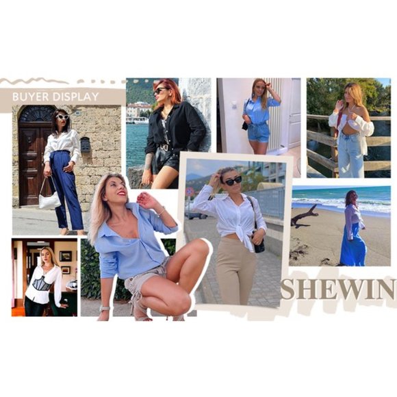 Womens Work Blouses Casual V Neck Blouse Tops 3/4 Sleeve Button Down Shirt Gray - Picture 4 of 8